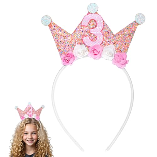 Abeillo 3 Jahr Geburtstagskrone,Mädchen Prinzessin 3 Jahre Krone Geburtstag,Geburtstag Krone Stirnband mit Rose Blumen,3 Jahr Geburtstagskrone Mädchen,Baby Geburtstag Partyhüte Party Deko Abeillo 3 Jahr Geburtstagskrone,Mädchen Prinzessin 3 Jahre Krone Geburtstag,Geburtstag Krone Stirnband mit Rose Blumen,3 Jahr Geburtstagskrone Mädchen,Baby Geburtstag Partyhüte Party Deko von Abeillo