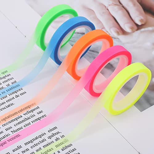 Abeillo 5 Rollen Haftnotizen Tabs, Highlight Strips Haftnotizen Transparent Textmarkerband, Sticky Notes Page Marker Beschreibbar für Annotieren Bücher (6mm x 5m) von Abeillo