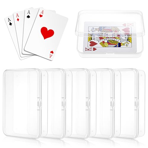 Abeillo 5 Stück Spielkarten Box, 10,5 x 7,5 x 2,5cm Leere kartenbox Spielkarten Aufbewahrung, Transparentem Kunststoff Spielkarten Etui, Clear Plastikbox für Spielkarten Bankkarten Visitenkarten von Abeillo
