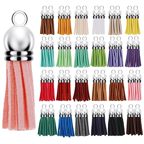 Abeillo 50 STK Quasten Anhänger, Leder Troddel Anhänger, Mini Bunt Quaste DIY Leder Quasten Anhänger für Tasche Schmuck Basteln DIY Quasten Zubehör Deko (3.8 cm/1.5 inch, 25 Farbe) von Abeillo