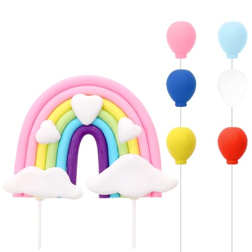 „Abeillo Regenbogen-Kuchenaufsatz, Regenbogen-Design, Happy Birthday-Kuchenaufsatz, bunte Kuchendekoration für Kinder, Jungen, Mädchen, Frauen, Geburtstagsparty-Zubehör von Abeillo