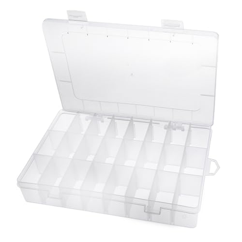 Abeillo Sortierboxen für Kleinteile,24 Gitter Klare Sortimentskasten mit Abnehmbaren Trennwänden Plastik Aufbewahrungsbox mit Fächern für Ohrringen, Schmuck, Kleinteile, Schrauben, Nähzubehör Abeillo Sortierboxen für Kleinteile,24 Gitter Klare Sortimentskasten mit Abnehmbaren Trennwänden Plastik Aufbewahrungsbox mit Fächern für Ohrringen, Schmuck, Kleinteile, Schrauben, Nähzubehör von Abeillo
