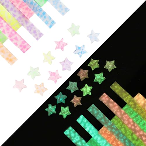 Abeillo Star Paper Strips 210 Blatt , Origami Sterne Papier doppelseitig und Sternenhimmel Stern Papier Set, im Dunkeln leuchtende Glücksstern-Origami-Papierstern-Dekorationspapierstreifen von Abeillo