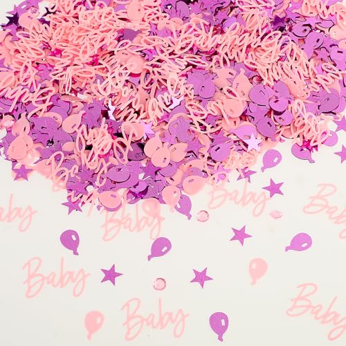 Baby-Dusche-Dekorationen - rosa Baby Dusche Konfetti Geburtstag Party Tisch Streuung Dekoration, Tischdekoration Konfetti für Baby-Dusche Geschlecht Reveal Party Supplies (Pink) von Abeillo