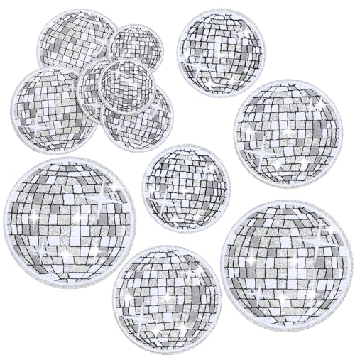 Glitzernde Discokugel-Aufnäher zum Aufbügeln für Hüte, glitzernd, silberfarben, bestickte Applikation, lustig, Western-Cowgirl-Musik-Party, Stickerei für Taschen, Hut, T-Shirts, Jacken, Jeans, 12 Glitzernde Discokugel-Aufnäher zum Aufbügeln für Hüte, glitzernd, silberfarben, bestickte Applikation, lustig, Western-Cowgirl-Musik-Party, Stickerei für Taschen, Hut, T-Shirts, Jacken, Jeans, 12 von Abeillo