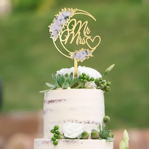 Herr und Frau Hochzeitstortenfiguren, Braut und Bräutigam Tortenfiguren mit Blumenmuster Jubiläums-/Verlobungstortendekoration von Abeillo
