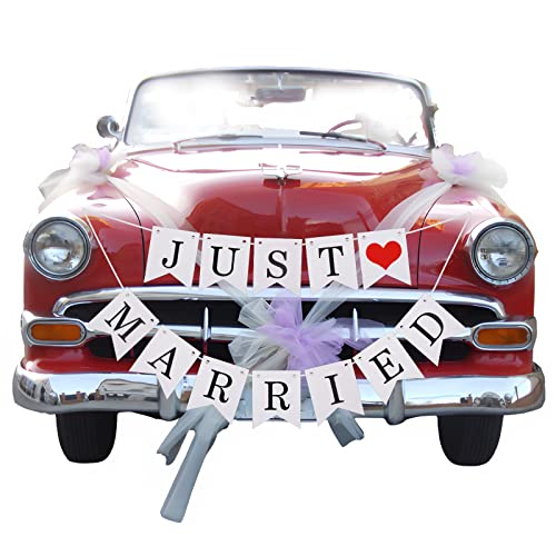 "JUST MARRIED" Banner Hochzeitsdekorationen, Just Married Hochzeitstag Schild Brautdusche Dekoration Banner Auto Dekorationen für Flitterwochen Hochzeit "JUST MARRIED" Banner Hochzeitsdekorationen, Just Married Hochzeitstag Schild Brautdusche Dekoration Banner Auto Dekorationen für Flitterwochen Hochzeit von Abeillo
