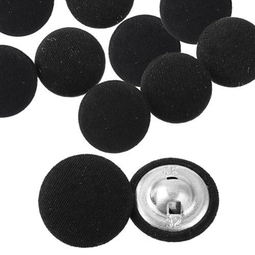 10 Stück 20 mm Schwarze Knöpfe mit Stoffüberzug, Runder Metallschaft, Nähknöpfe für Anzüge, Kleider, Blusen, Vintage-Stoffknöpfe für DIY-Projekte (Schwarz) 10 Stück 20 mm Schwarze Knöpfe mit Stoffüberzug, Runder Metallschaft, Nähknöpfe für Anzüge, Kleider, Blusen, Vintage-Stoffknöpfe für DIY-Projekte (Schwarz) von Abeillo