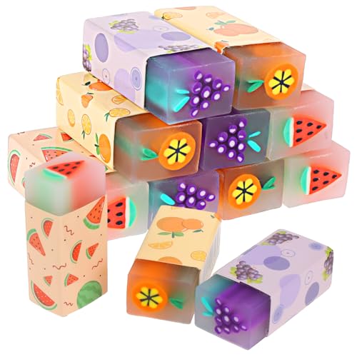 Radiergummi Set, Abeillo 12 Stück Radiergummi Kinder, Frucht Radiergummi, Radiergummi für Buntstifte Kinder Schüler Hausaufgaben Schule Büro Zeichen Geschenke Schulsachen von Abeillo