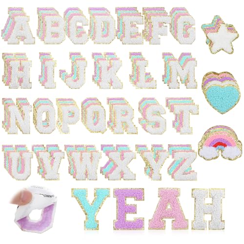Selbstklebende Chenille-Buchstaben-Aufnäher, niedliches Alphabet, Regenbogen-Herz-Stern, zum Aufkleben auf A-Z, Varsity-Buchstaben, Patche, für DIY-Kleidung, Rucksäcke, Hüte, Taschen, Jacken, 116 Selbstklebende Chenille-Buchstaben-Aufnäher, niedliches Alphabet, Regenbogen-Herz-Stern, zum Aufkleben auf A-Z, Varsity-Buchstaben, Patche, für DIY-Kleidung, Rucksäcke, Hüte, Taschen, Jacken, 116 von Abeillo