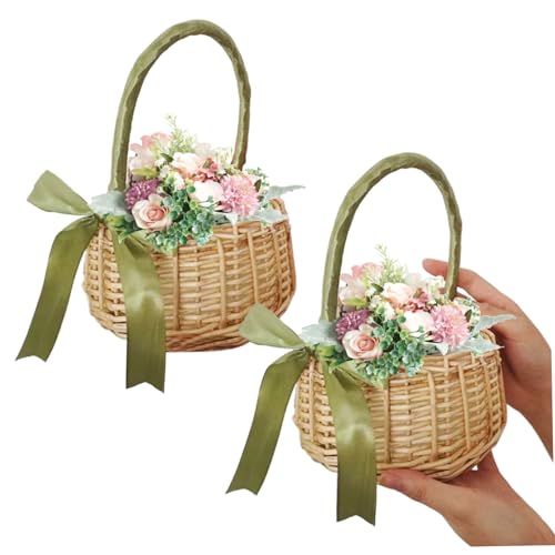 2pcs Korbkorb mit Griff, tragbarer Erntekorb mit Bandbogen für Picknicks, Obst, Gemüse, Blumen, Organisieren 2pcs Korbkorb mit Griff, tragbarer Erntekorb mit Bandbogen für Picknicks, Obst, Gemüse, Blumen, Organisieren von Abibiocy
