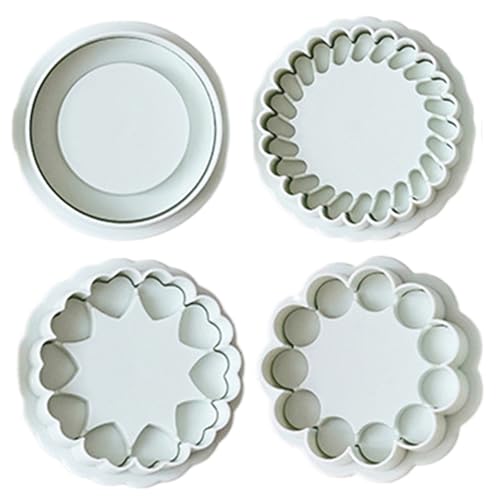 4 PCs Blumenkekse Cutter 3d Back DIY süße Presse Keksschneider Formen Küche Präge-Keks für Marmeladekekse, Fondant, Pralinen, Lehmbackformen (weiß) co von Abibiocy