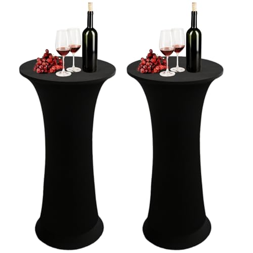 Abibiocy 2pcs Cocktail-Tischabdeckungen, 24 Anti-Fouling und staubdichtes hoch elastisches Cocktailtisch-Tischdecke, maschinenwaschbare hochrunde Tischdecke für Party Pub Bankett Bistro von Abibiocy