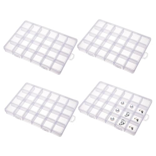 Abibiocy 4pcs Perlenorganisator Box, 28 Gitter klare Plastikperlenlagerbehälter mit festen Trennwänden, Charm Organizer Box mit Schnappdeck Abibiocy 4pcs Perlenorganisator Box, 28 Gitter klare Plastikperlenlagerbehälter mit festen Trennwänden, Charm Organizer Box mit Schnappdeck von Abibiocy