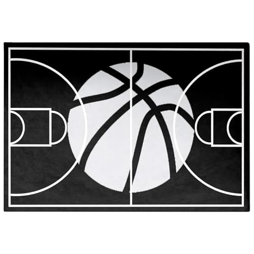 Abibiocy Basketballplatz Teppich, 47 x 63 Zoll weiches Flanell-Flanell-Zimmer Teppich, Cooler Sportteppich für Zuhause Abibiocy Basketballplatz Teppich, 47 x 63 Zoll weiches Flanell-Flanell-Zimmer Teppich, Cooler Sportteppich für Zuhause von Abibiocy