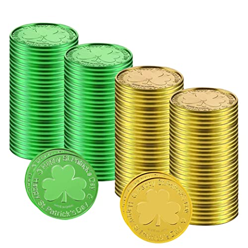Abibiocy St. Patrick's Day Coin Plastik Shamrock Coin 3-Blatt für Partyversorgung 100pcs Gold Green Shamrock Kobold Abibiocy St. Patrick's Day Coin Plastik Shamrock Coin 3-Blatt für Partyversorgung 100pcs Gold Green Shamrock Kobold von Abibiocy