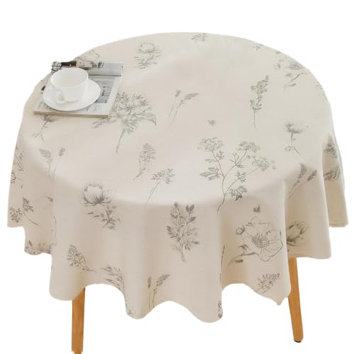 Runde Tischdecke, 59-Zoll-Durchmesser staubdes und Anti-fiel-Runde Tischtuch, Elegante Blumen-Tischdecke mit einfacher Wartung für Esstisch, Wohnzimmer und Picknick Runde Tischdecke, 59-Zoll-Durchmesser staubdes und Anti-fiel-Runde Tischtuch, Elegante Blumen-Tischdecke mit einfacher Wartung für Esstisch, Wohnzimmer und Picknick von Abibiocy