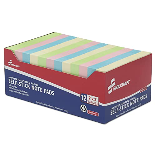 AbilityOne® - NSN3982660 – selbstklebender Notizblock – Pastellfarben – einfarbig – 5,1 x 7,6 cm – verschiedene Pastellfarben von AbilityOne