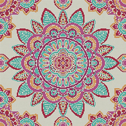 Abillyn Kreuzstich Stickpackungen Vorgedruckt, Böhmische Mandala-Blume Bilder Stickerei Set (Mandala) von Abillyn