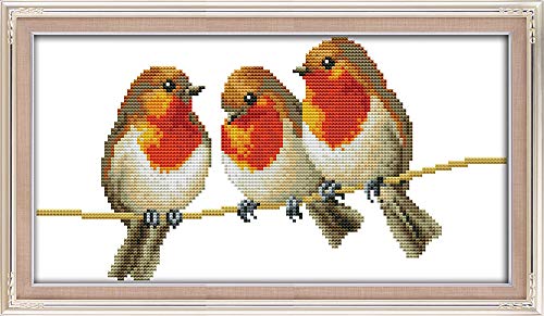 Abillyn Kreuzstich Stickpackungen Vorgedruckt, Drei Kleine Vögel Bilder Stickerei Set (Vögel 1) von Abillyn