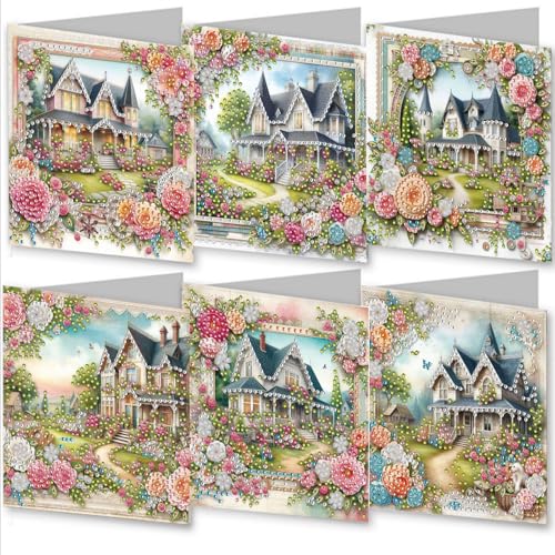 Abillyn Landhaus Diamond Painting Grußkarte - Einzigartige Handgemachte 5D DIY Kunstkarte für Geburtstage, Feiertage & Weihnachten, kreatives Geschenk für Erwachsene (Haus) von Abillyn