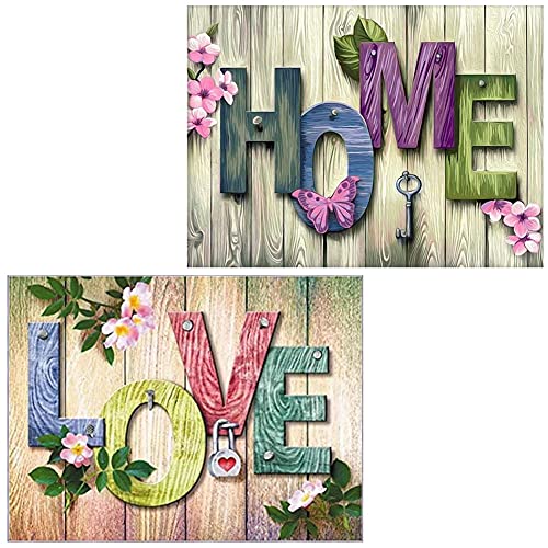 Abillyn Stickerei-Kreuzstich Kits Holzschild Home and Love 2 Pack gestempelt mit gedrucktem Muster Starter-Kit (Home & Love 2 Pack) von Abillyn
