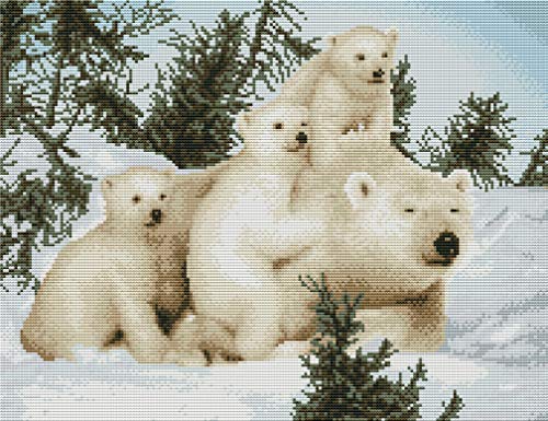 Abillyn Abillyn Stickerei Kreuzstichpackungen Eisbärenfamilie gestempelt mit gedrucktem Muster Starter-Set Eisbär von Abillyn
