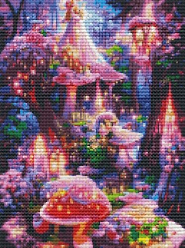 Abillyn Stickerei-Kreuzstich-Set, Fantasie-Pilz-Schloss, Wunderland, gestempelt mit gedrucktem Muster, Starter-Set (Wonderland) von Abillyn