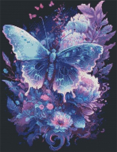 Abillyn Stickerei-Kreuzstich-Set, Fantasy-Schmetterling und Blumen, gestempelt mit gedrucktem Muster, Starter-Set (Schmetterling 1) von Abillyn
