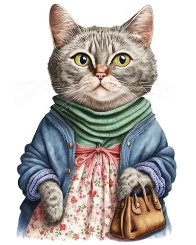 Abillyn Stickerei-Kreuzstich-Set, Katze im Rock, gestempelt mit gedrucktem Muster, Starter-Set (Katze 2) von Abillyn