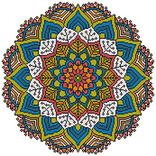 Abillyn Stickerei-Kreuzstich-Set, Mandala-Blume, gestempelt mit bedrucktem Muster, Starter-Set (Mandala 1) von Abillyn