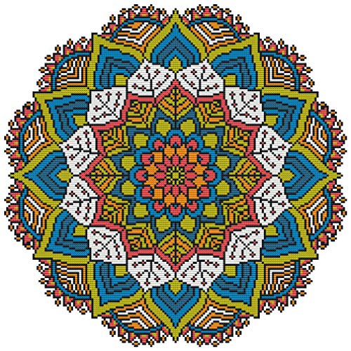 Abillyn Stickerei-Kreuzstich-Set, Mandala-Blume, gestempelt mit gedrucktem Muster, Starter-Set (Mandala 1) von Abillyn