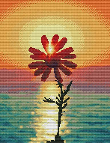 Abillyn Stickerei-Kreuzstich-Set, Meer und Blume, mit aufgedrucktem Muster, Starter-Set (Blume) von Abillyn