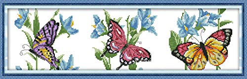 Abillyn Stickerei-Kreuzstich-Set, Motiv: Schmetterling, mit aufgedrucktem Muster, Starter-Set (Schmetterling) von Abillyn