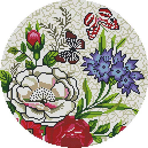 Abillyn Stickerei-Kreuzstich-Set, Schmetterlinge und Blumen, mit aufgedrucktem Muster, Starter-Set (Schmetterling) von Abillyn