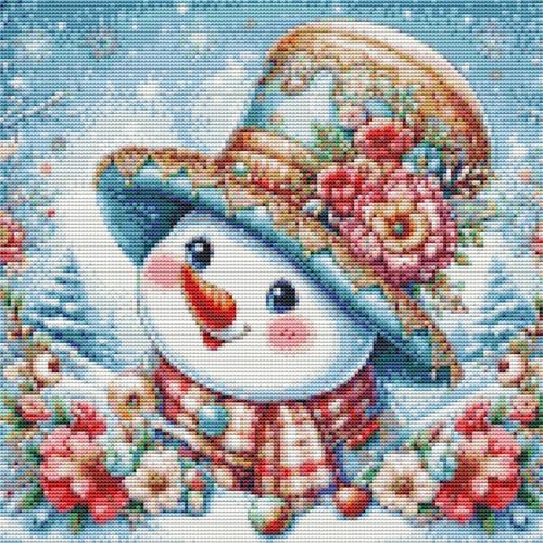 Abillyn Stickerei-Kreuzstich-Set, gestempelt mit gedrucktem Muster, Starter-Set (Schneemann) von Abillyn