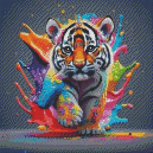 Abillyn Stickerei-Kreuzstich-Set, niedlicher kleiner Tiger, gestempelt mit gedrucktem Muster, Starter-Set (Tiger) von Abillyn