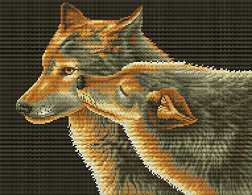 Abillyn Kreuzstich Stickpackungen Vorgedruckt, Zwei Wölfe Bilder Stickerei Set (Wolf) von Abillyn