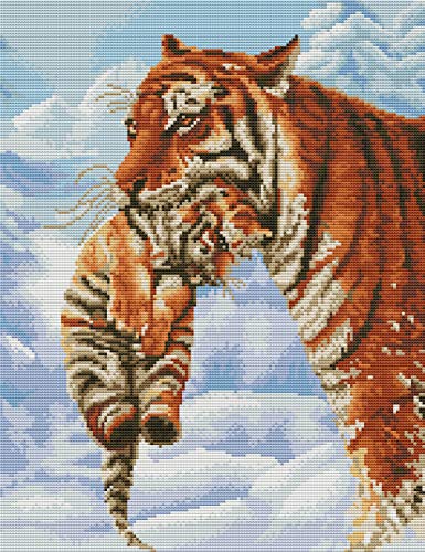 Abillyn Stickerei-Kreuzstich-Set, Motiv: Tiger und Junges, gestempelt mit gedrucktem Muster, Starter-Set (Tiger) von Abillyn