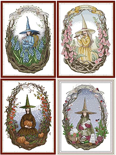 Abillyn Stickerei-Kreuzstich-Set, Vier Jahreszeiten in Zauberwelt, gestempelt mit gedrucktem Muster, Starter-Set (vier Jahreszeiten) Abillyn Stickerei-Kreuzstich-Set, Vier Jahreszeiten in Zauberwelt, gestempelt mit gedrucktem Muster, Starter-Set (vier Jahreszeiten) von Abillyn