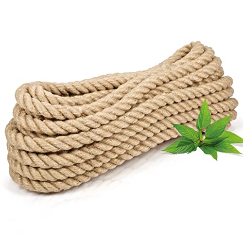 Abio Juteseil 22mm 20m Tau Seil Hanfseil Kordel Jutekordel Deko Dekoration Makramee Garn für Garten Jute Tauwerk Handlaufseil Schiffstau Schnur Paketschnur 20 Meter 22mm von Abio