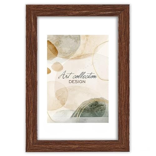 Abio Bilderrahmen Fotorahmen Frame Posterrahmen für Fotos Bilder Poster Rustikal Vintage Boho Retro (Holz MDF, Braun, 15x21 cm) von Abio