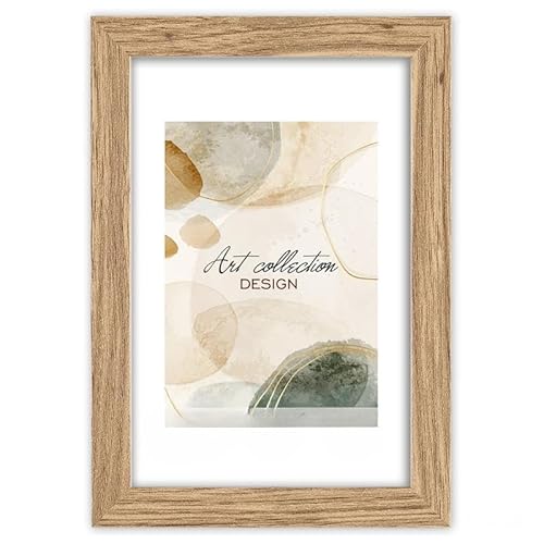 Abio Bilderrahmen Fotorahmen Frame Posterrahmen für Fotos Bilder Poster Rustikal Vintage Boho Retro (Holz MDF, Eiche, 10x15 cm) von Abio
