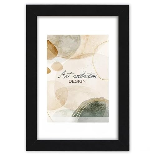 Abio Bilderrahmen Fotorahmen Frame Posterrahmen für Fotos Bilder Poster Rustikal Vintage Boho Retro (Holz MDF, Schwarz, 50x70 cm) von Abio