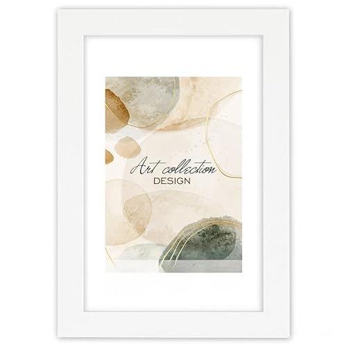 Abio Bilderrahmen Fotorahmen Frame Posterrahmen für Fotos Bilder Poster Rustikal Vintage Boho Retro (Holz MDF, Weiß, 10x15 cm) von Abio