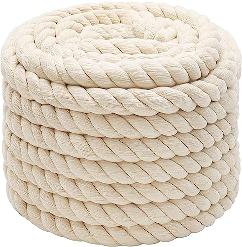 Baumwollseil 10mm 5m Weiß Seil Kordelband Makramee Garn Tau Baumwollkordel Baumwollschnur Kordel Tauseil Boho Deko Baumwollschnur Dekoration Garten Balkon Haus Rope Cotton 10mm 5m von Abio