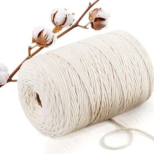 Abio Makramee Garn Weiß 1mm 500m Baumwollgarn Macrame Cord Kordel Garn für Makramee Schnur Makrameegarn Baumwollschnur Baumwollkordel Baumwolle Naturweiß 1mm 500m von Abio