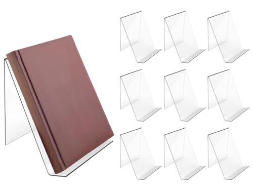 Abiyou Buchständer aus Acryl, 10PCS Buchaufsteller Acryl, Äcrylbuchstützen, Äcryl Buchständer Transparent, Transparente Buchstützen, für Präsentieren von Büchern, Notizblöcken, Fotoalben, Schule Büro von Abiyou