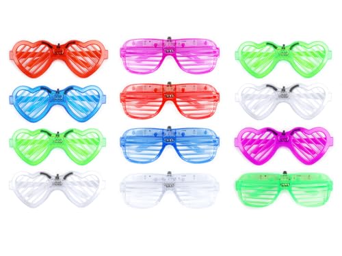 Abiyou LED Brillen für Party, 12 Stück Shutter Shades Brille, Leuchtende Partybrille, Neon Party Brille, Festival Leuchtbrille, LED Leuchtende Brille, Flashing LED Sonnenbrille, für Party (5 Farben) von Abiyou