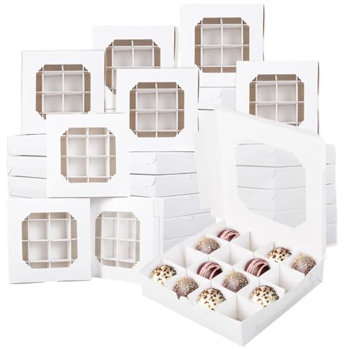 Abizarch Pralinenschachteln, leer, weiß, mit Einsätzen, durchsichtigem Fenster und Trennwand, 16 Fächer, Leckerli-Box, Probenboxen für Schokolade, Süßigkeiten, 20 Stück Abizarch Pralinenschachteln, leer, weiß, mit Einsätzen, durchsichtigem Fenster und Trennwand, 16 Fächer, Leckerli-Box, Probenboxen für Schokolade, Süßigkeiten, 20 Stück von Abizarch